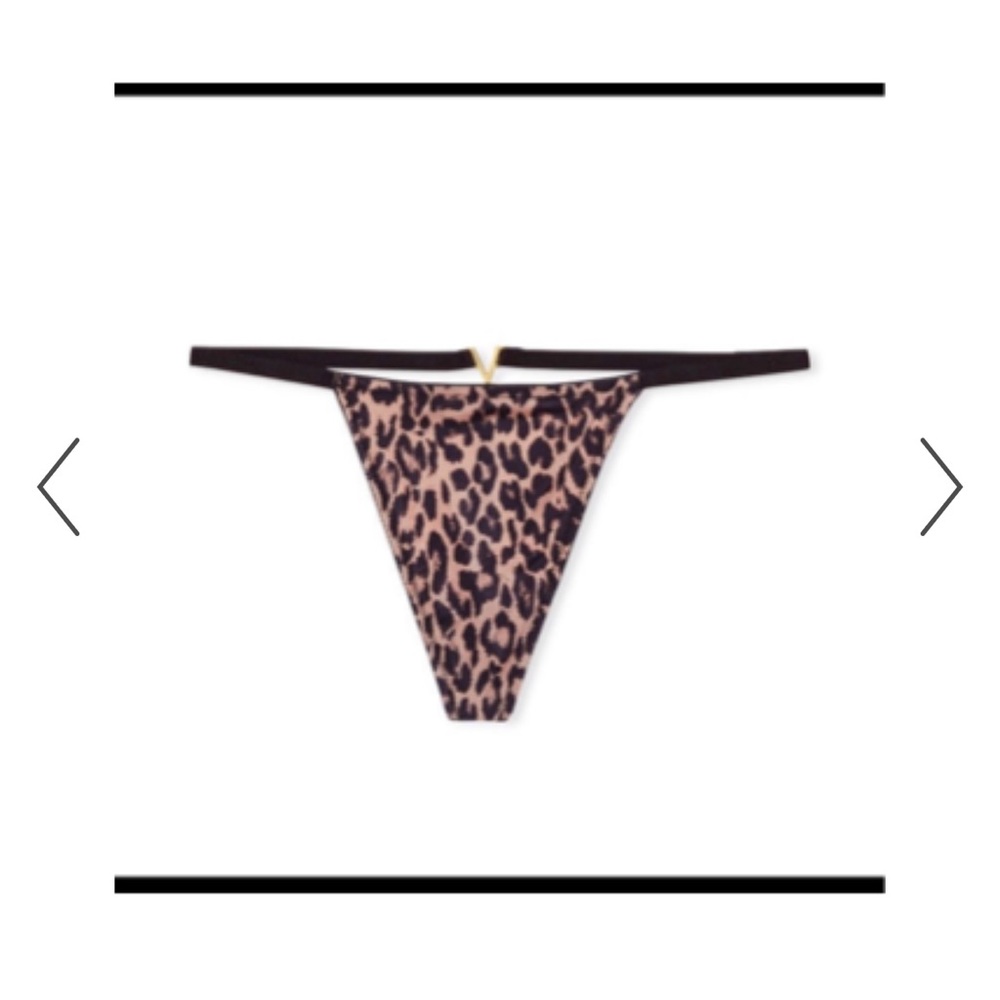 Victoria’s Secret v-string thong panties leopard w gold hardware v